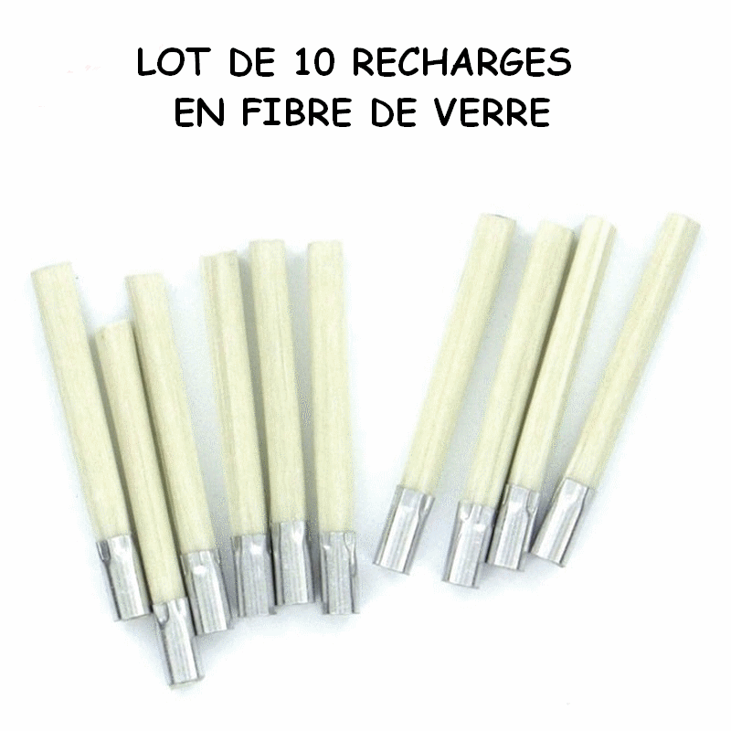 LOT DE 10 RECHARGES EN FIBRE DE VERRE  Pour stylo fibre de verre