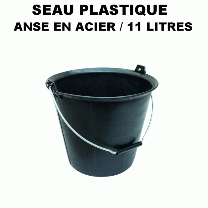 SEAU PLASTIQUE AVEC ANSE EN ACIER 11 LITRES